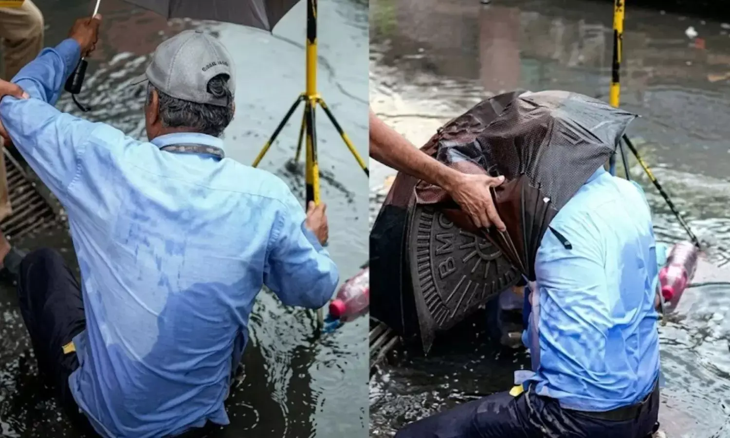 మ్యాన్‌హోల్‌లో పడిపోయిన కార్మికుడు...